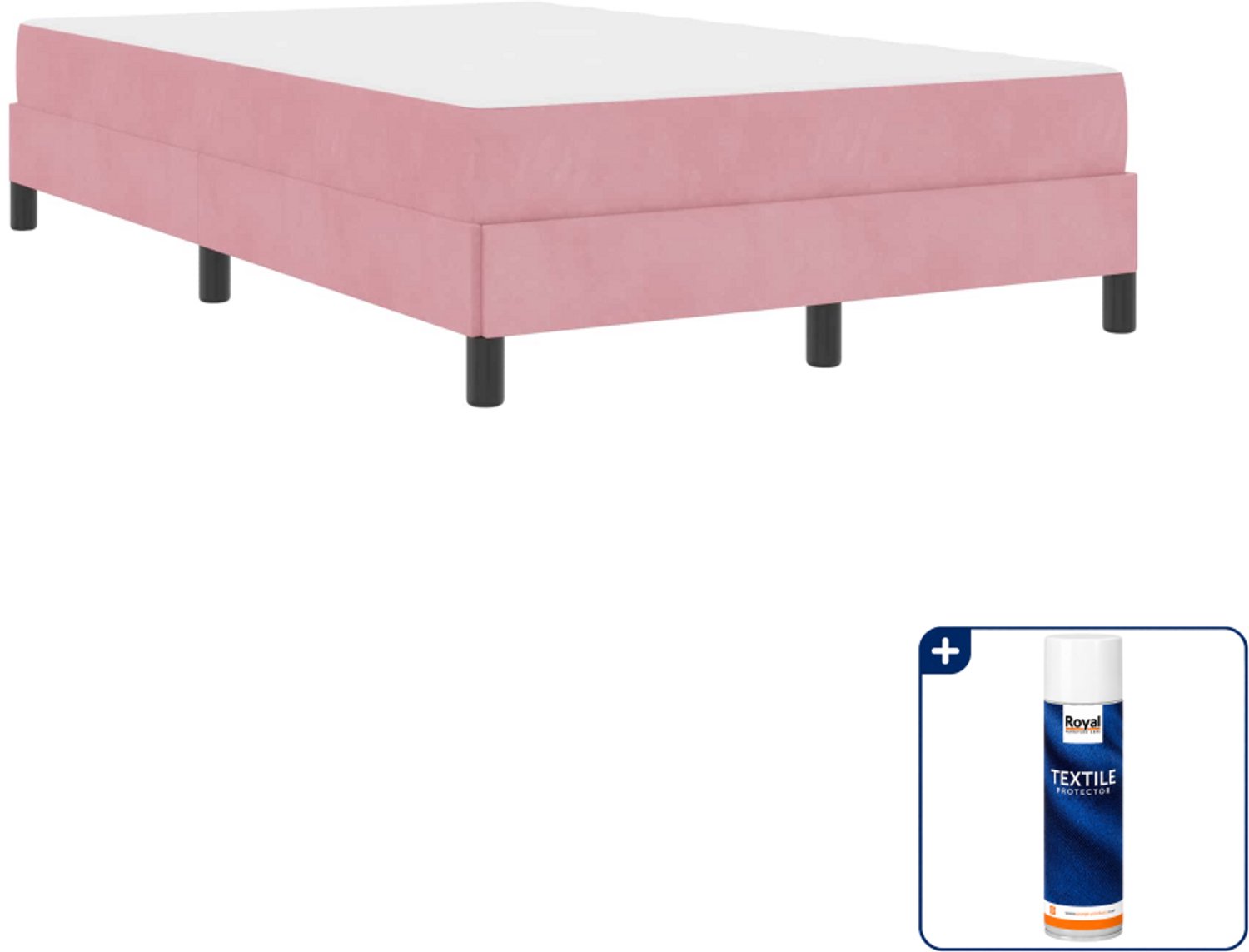 vidaXL boxspringbed met matras - 120 x 190 cm - stof - roze - Inclusief textielbeschermer 500 ml