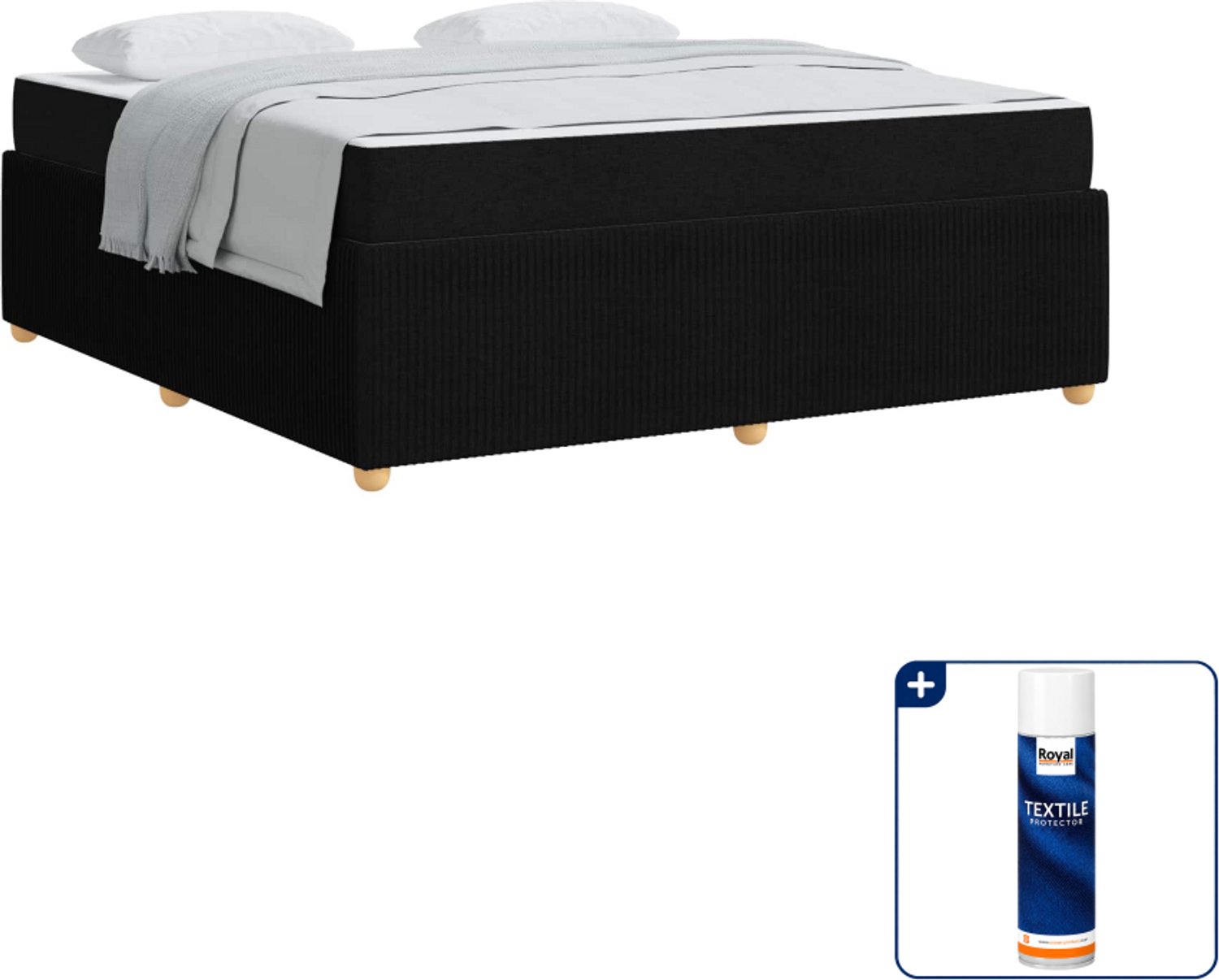 vidaXL Bedframe - Kingsize - 180 x 200 cm - zwart - Inclusief textielbeschermer 500 ml