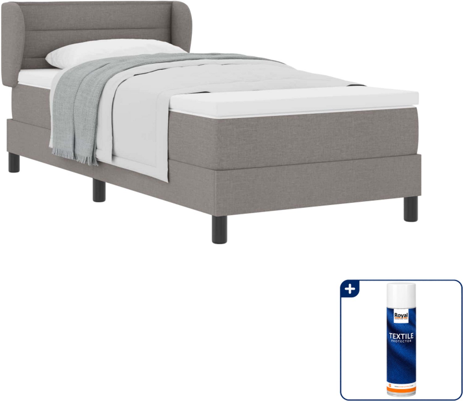 vidaXL boxspringbed - 100 x 200 cm - stof - taupe - Inclusief textielbeschermer 500 ml