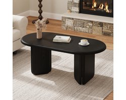 DantefHandels Zwarter ovaaler salontafel van MDF, 99×50×40 cm woonkamertafel, stabiler Salontisch met dekorativen tafelpotenn, tot 40 kg belastbar, moderner Kaffee‑tafel voor Wohn‑ en Aufenthaltsraum