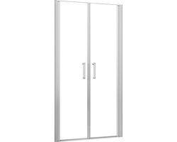 Aica modern stijl dubbele draaideuren 80x185cm - 5mm Gehard glas veiligheidsglas - Mat Grijs aluminium frame