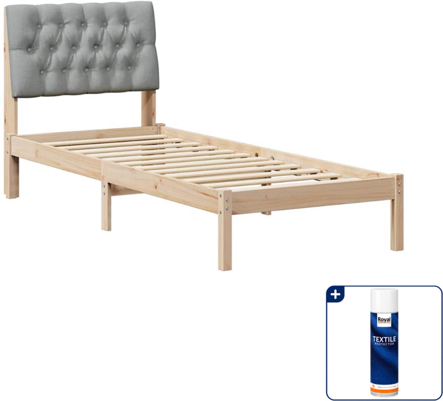 vidaXL bedframe 75 x 190 cm - massief grenenhout - bruin - Inclusief textielbeschermer 500 ml