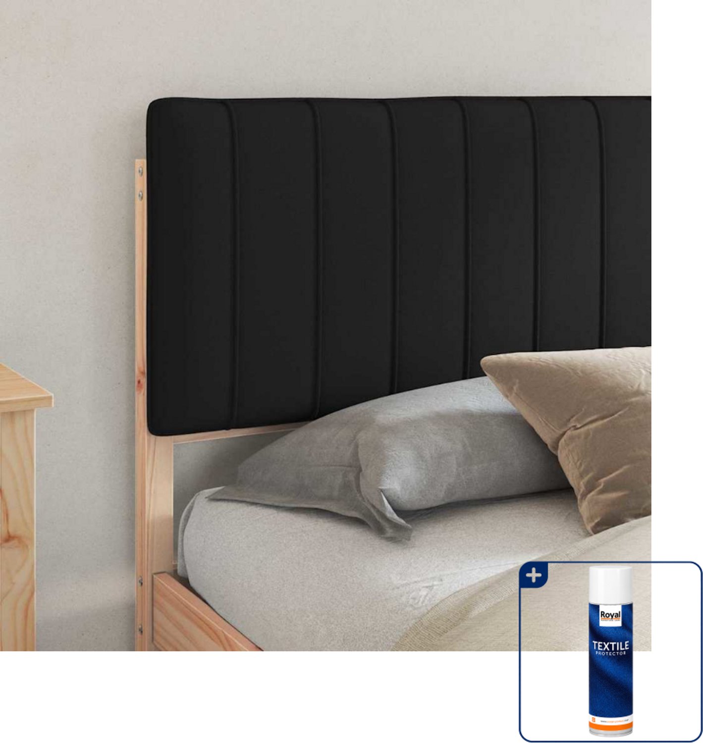 vidaXL bedframe - Kingsize - 180 x 200 cm - zwart - Inclusief textielbeschermer 500 ml