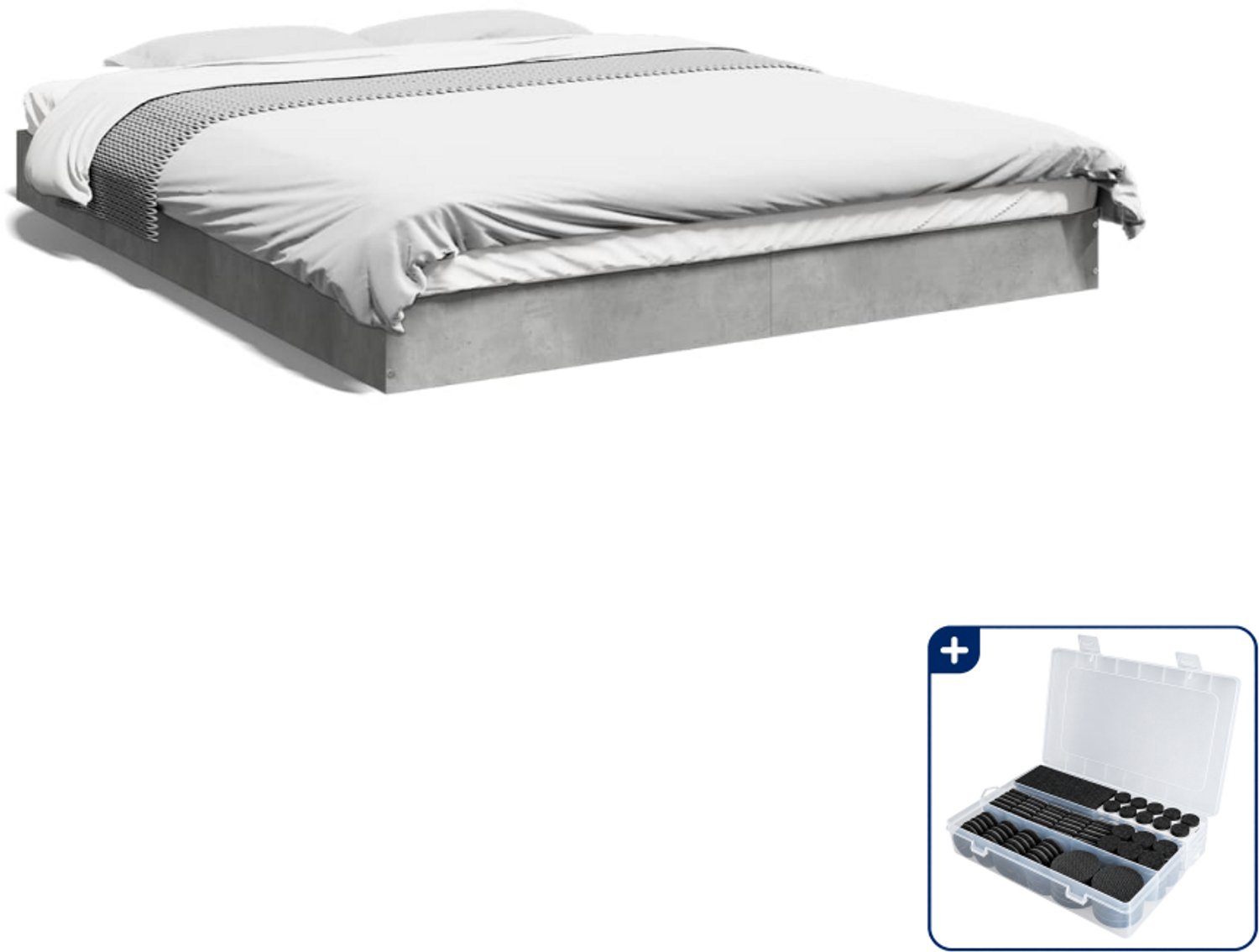 vidaXL bedframe - Queensize - 160 x 200 cm - betongrijs - Inclusief antikrasvilt 177-delig