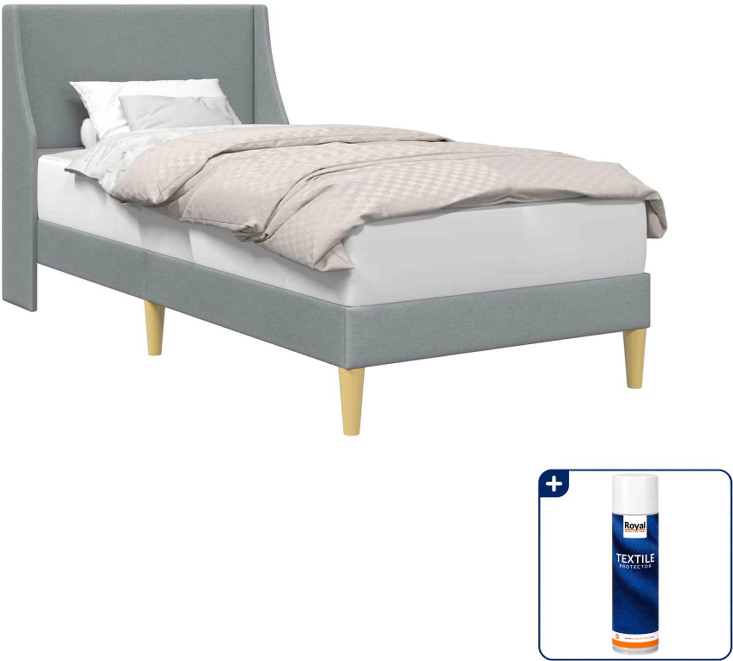 vidaXL bedframe - 90 x 200 cm - stof - lichtgrijs - Inclusief textielbeschermer 500 ml
