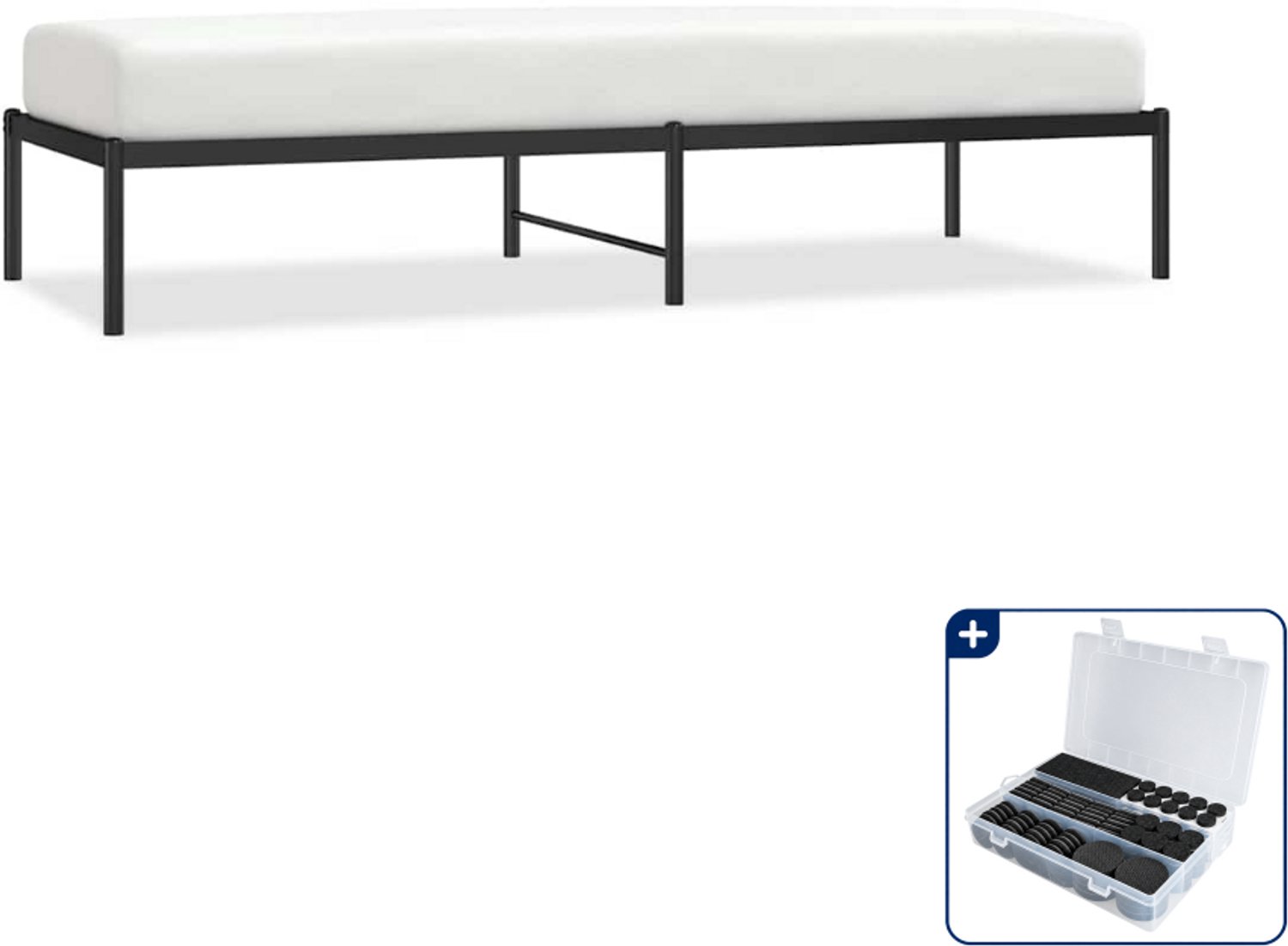 vidaXL bedframe - 75 x 190 cm - staal - zwart - Inclusief antikrasvilt 177-delig