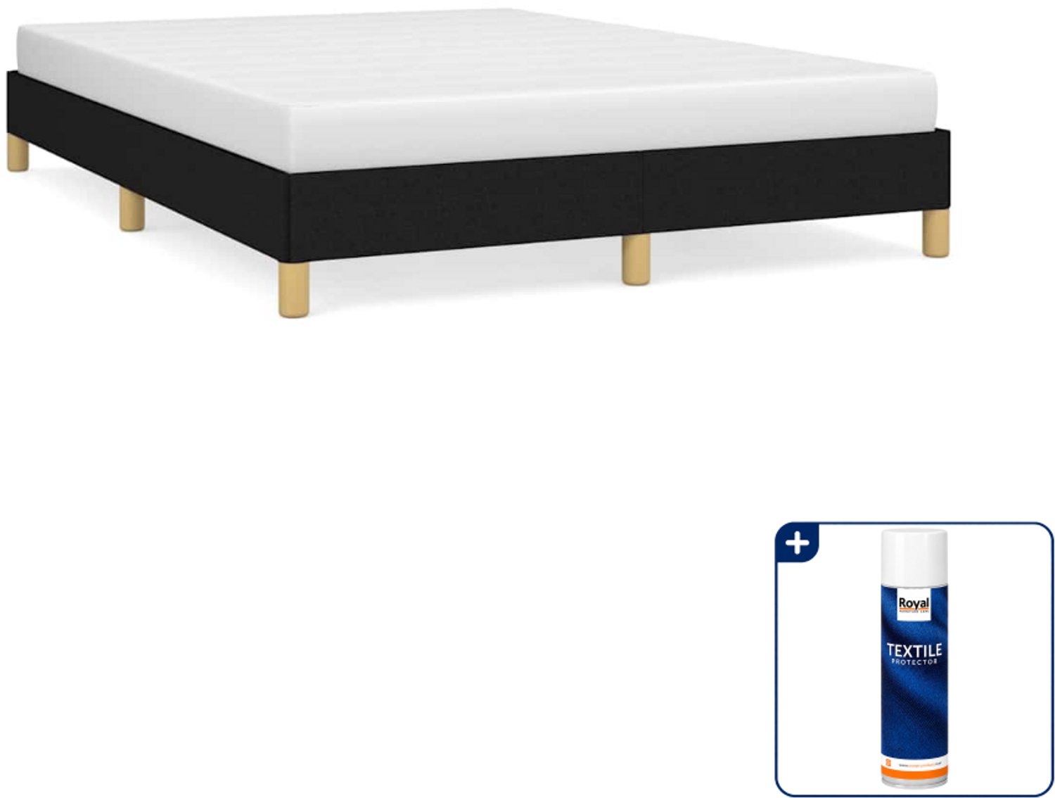 vidaXL Bedframe Queensize - 160 x 200 cm - stof - zwart - Inclusief textielbeschermer 500 ml