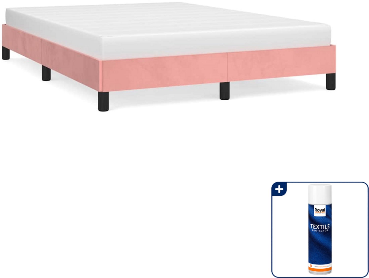 vidaXL bedframe - 140 x 190 cm - fluweel - roze - Inclusief textielbeschermer 500 ml