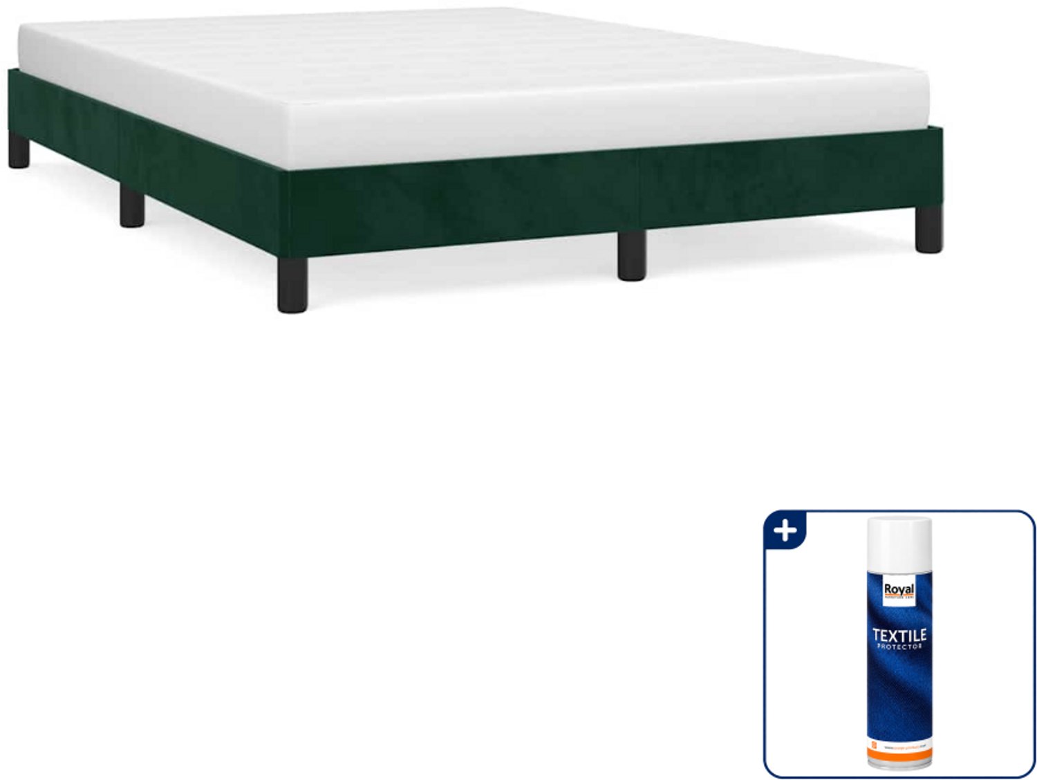 vidaXL bedframe - 140 x 190 cm - fluweel - donkergroen - Inclusief textielbeschermer 500 ml