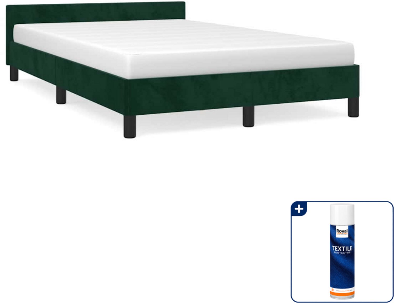 vidaXL bedframe - 120 x 200 cm - fluweel - donkergroen - Inclusief textielbeschermer 500 ml