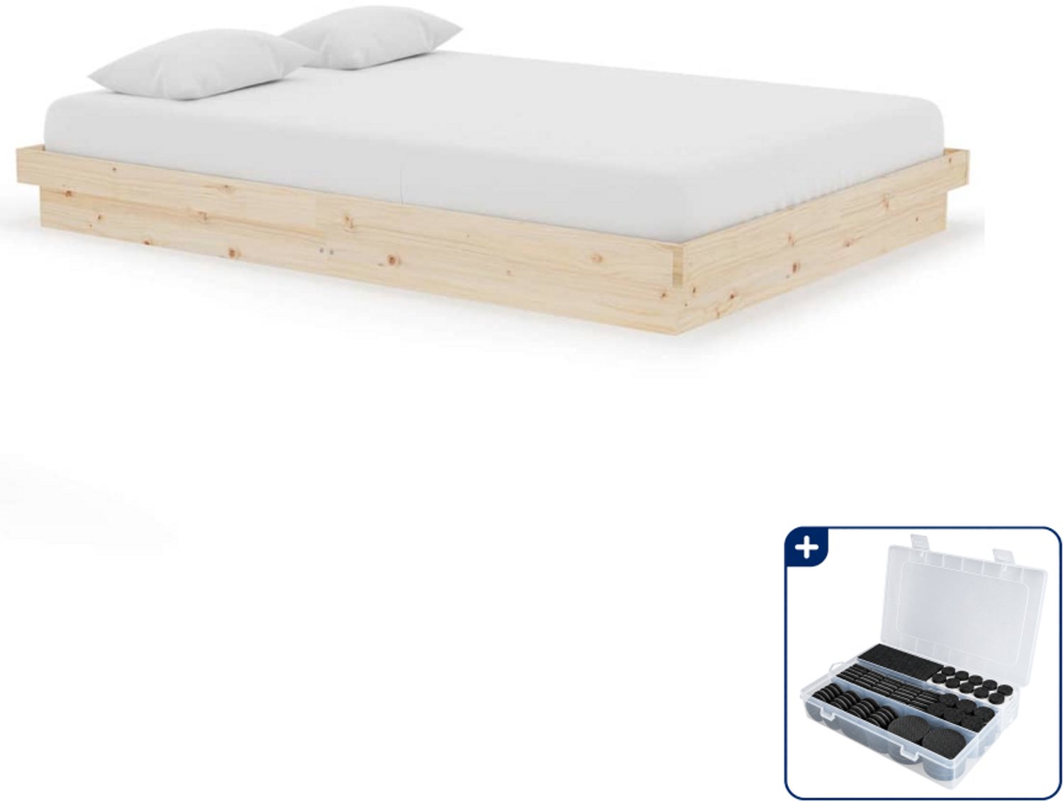 vidaXL bedframe - Small double - 140 x 200 cm - massief grenenhout - Inclusief antikrasvilt 177-delig Bruin