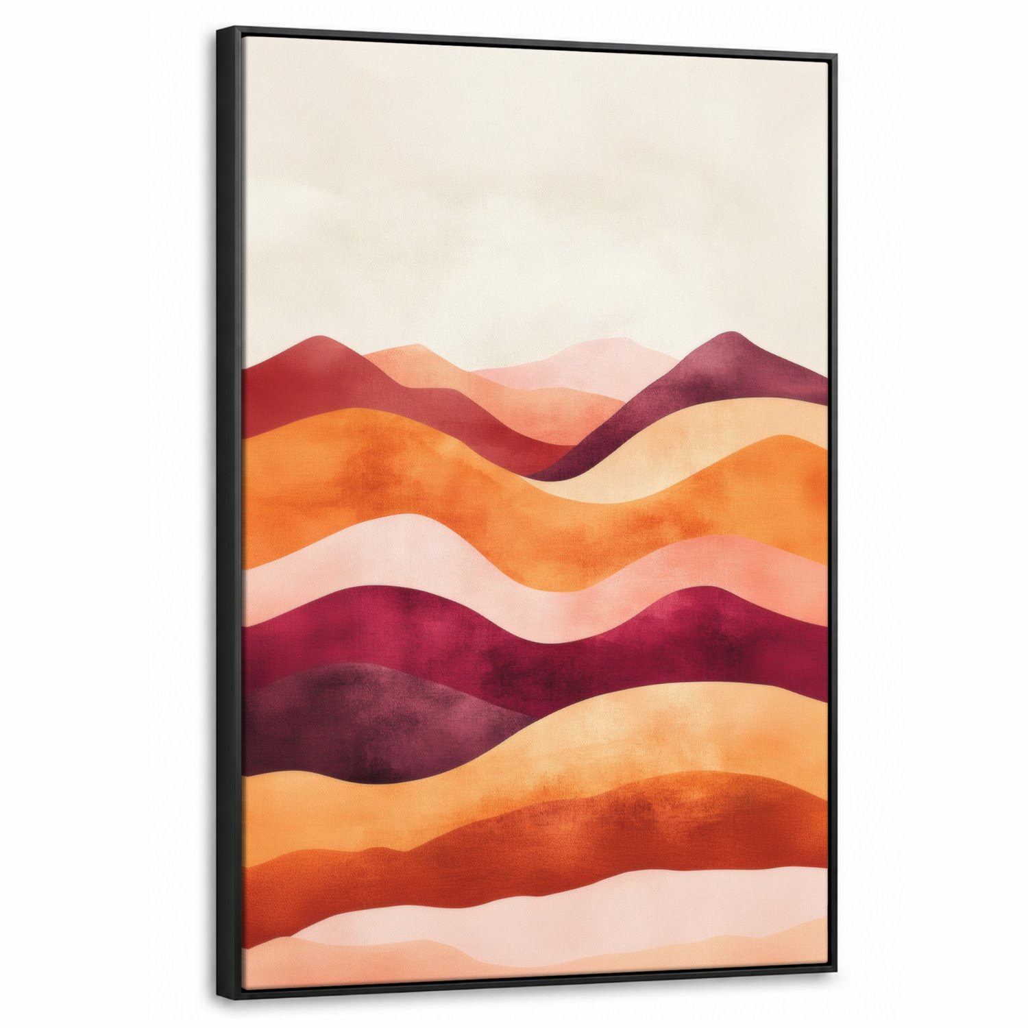 Canvas Schilderij met Baklijst 60x90cm - Abstract - Landschap - Golven - Muurdecoratie woonkamer - Slaapkamer decoratie - Kamer accessoires - Schilderijen op canvas met lijst