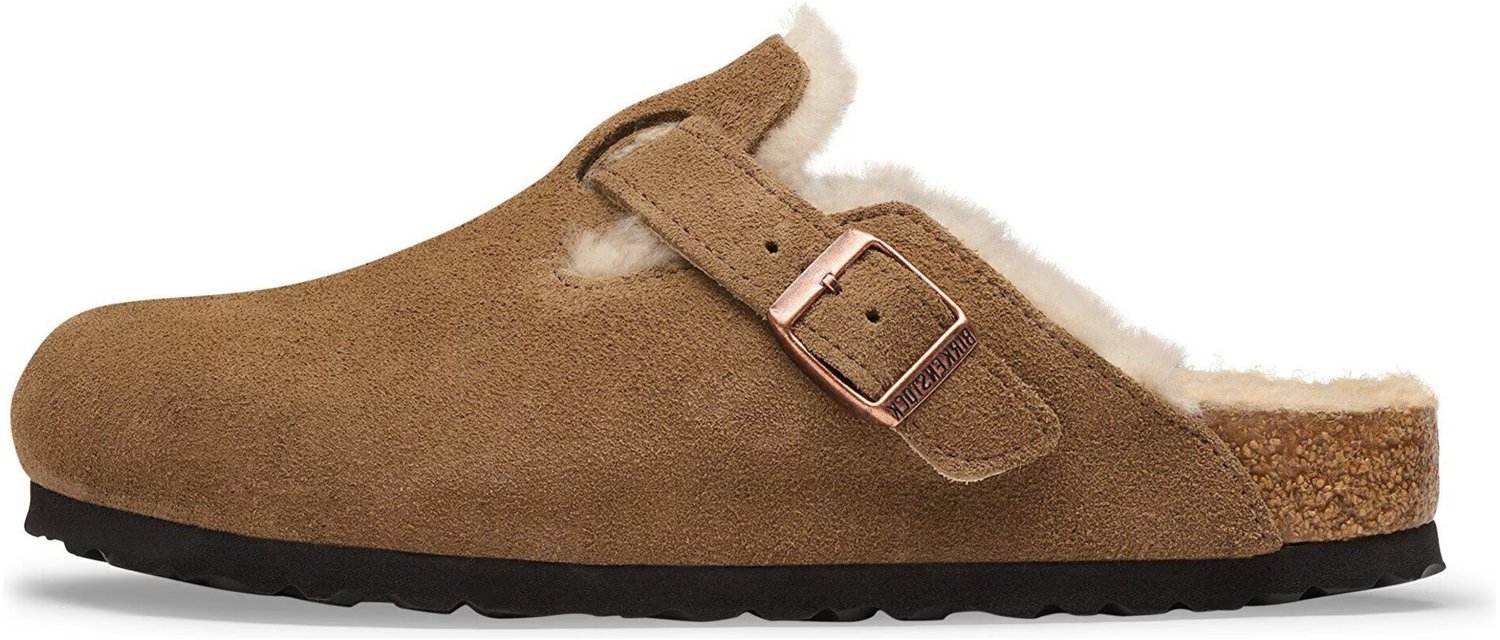Birkenstock-Pantoffels Boston Suede Leather Fashion Wear Volwassen Bruin