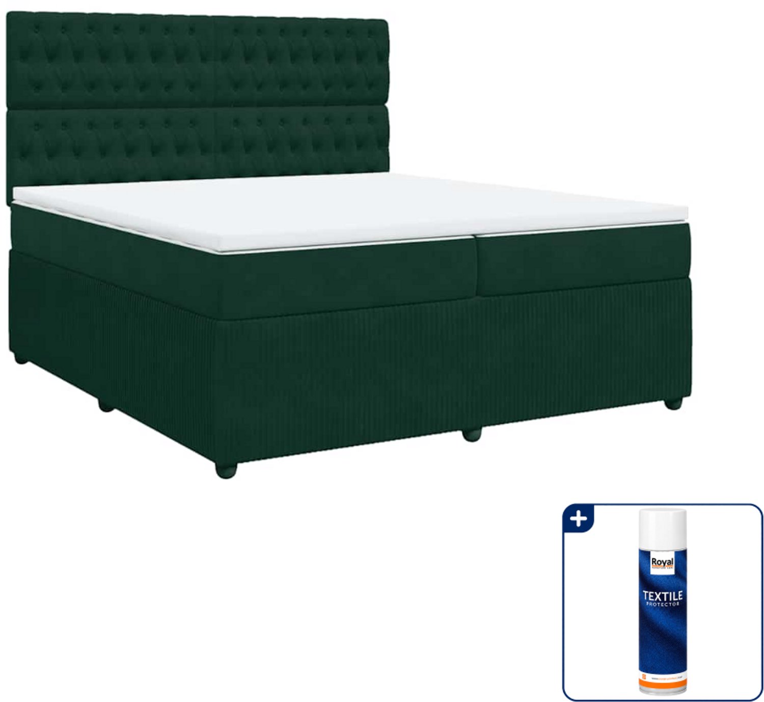 vidaXL Boxspring - Super kingsize - 200 x 200 cm - fluweel - donkergroen - Inclusief textielbeschermer 500 ml