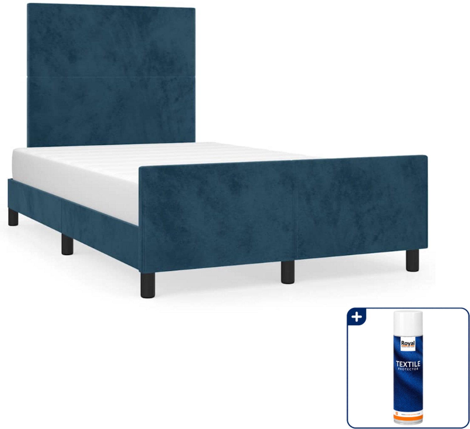vidaXL Bedframe - 120 x 190 cm - fluweel - donkerblauw - Inclusief textielbeschermer 500 ml Grijs