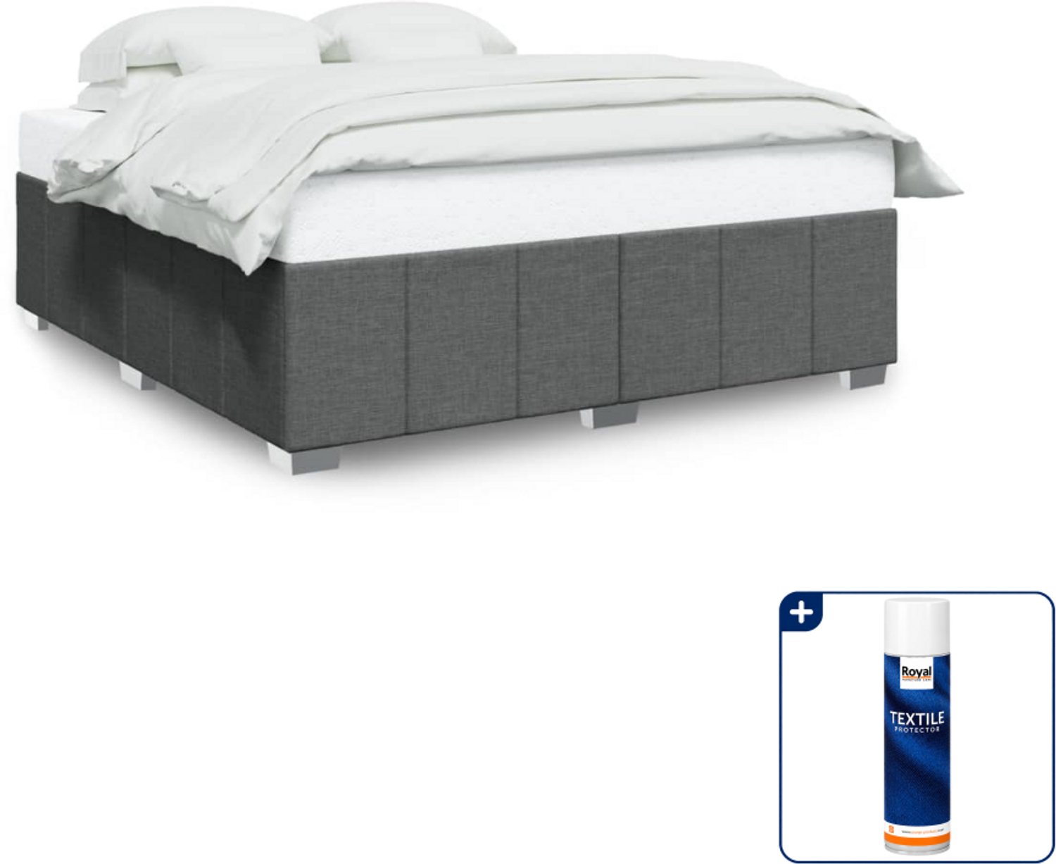 vidaXL bedframe - 200 x 200 cm - stof - donkergrijs - Inclusief textielbeschermer 500 ml
