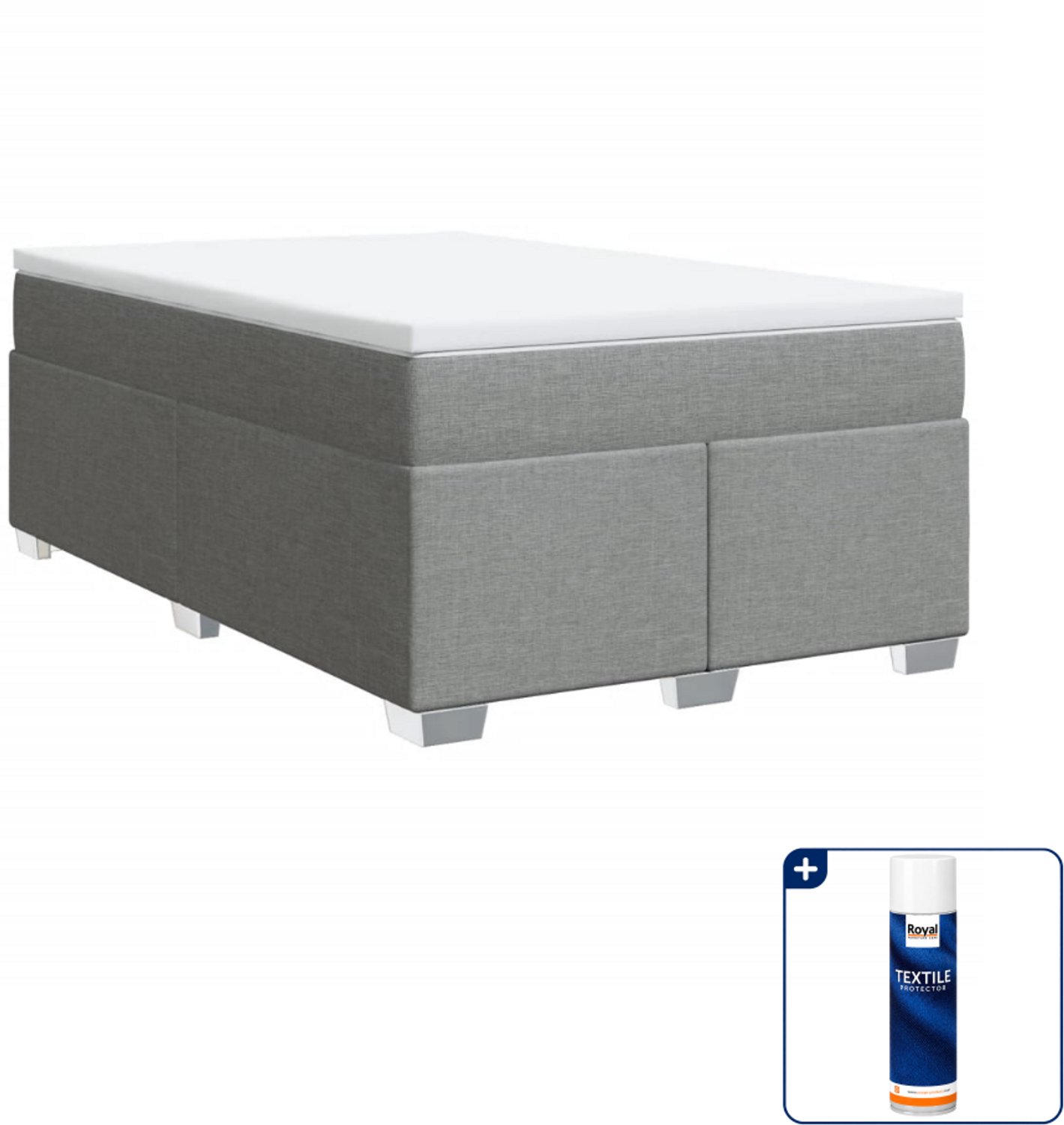 vidaXL boxspring met matras 120 x 200 cm - lichtgrijs - Inclusief textielbeschermer 500 ml