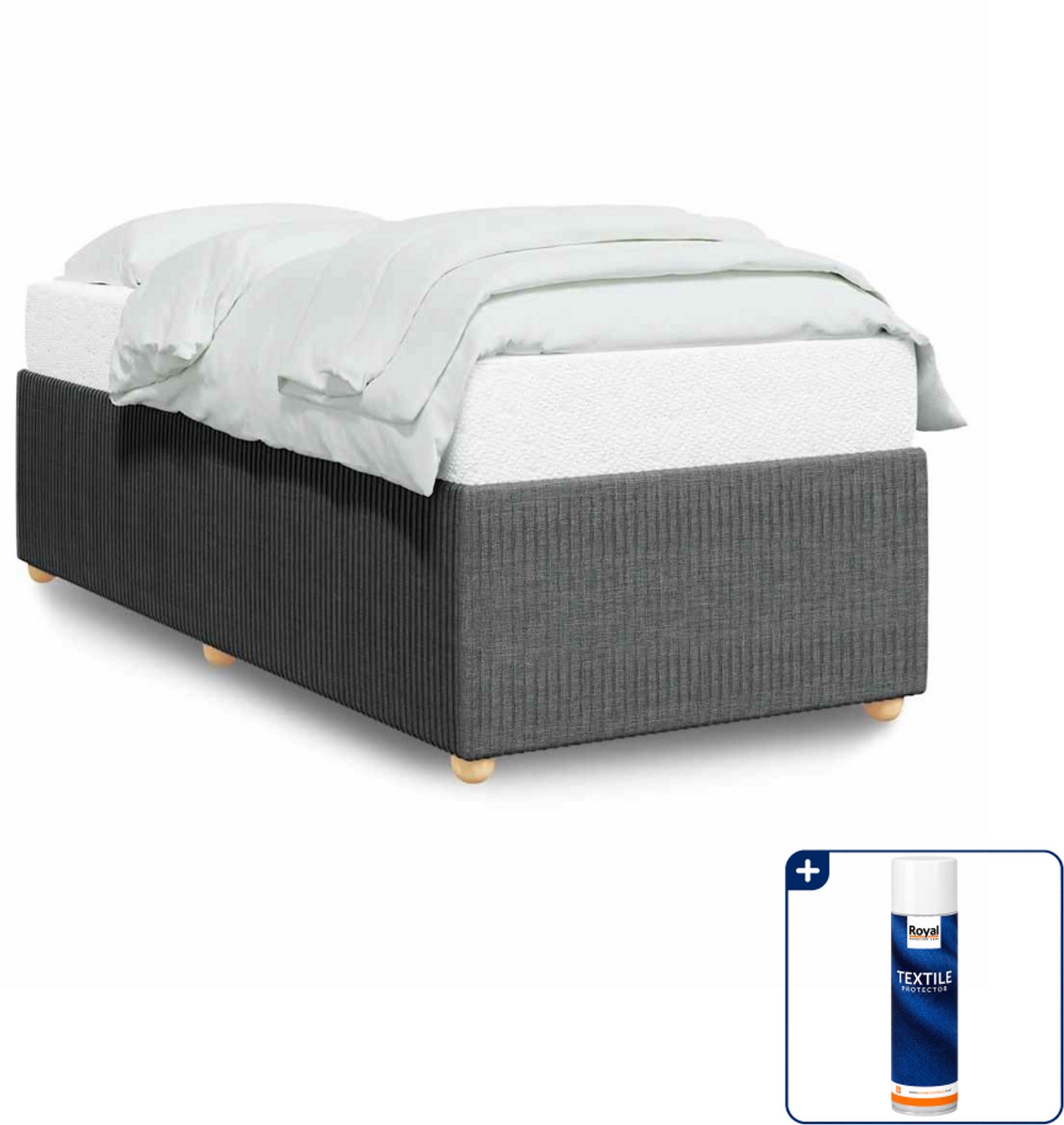 vidaXL Bedframe - 90 x 190 cm - stof - donkergrijs - Inclusief textielbeschermer 500 ml