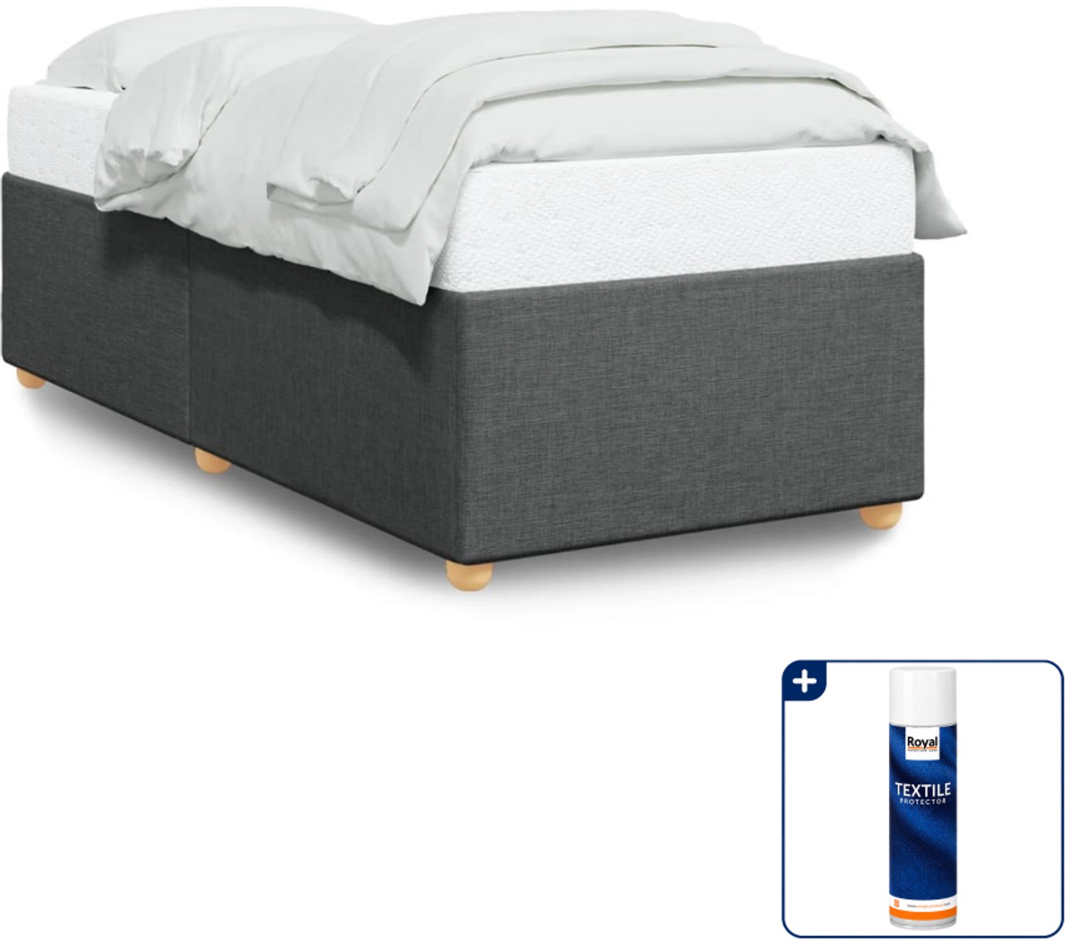 vidaXL bedframe 90 x 200 cm - stof - donkergrijs - Inclusief textielbeschermer 500 ml Taupe