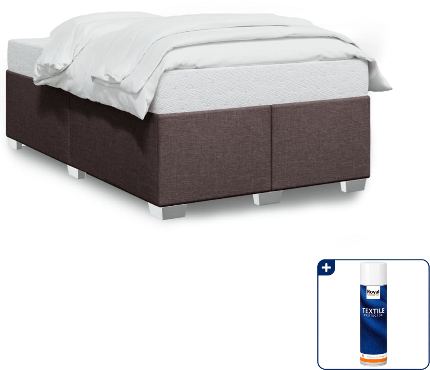 vidaXL bedframe - 120 x 190 cm - stof - donkerbruin - Inclusief textielbeschermer 500 ml Blauw