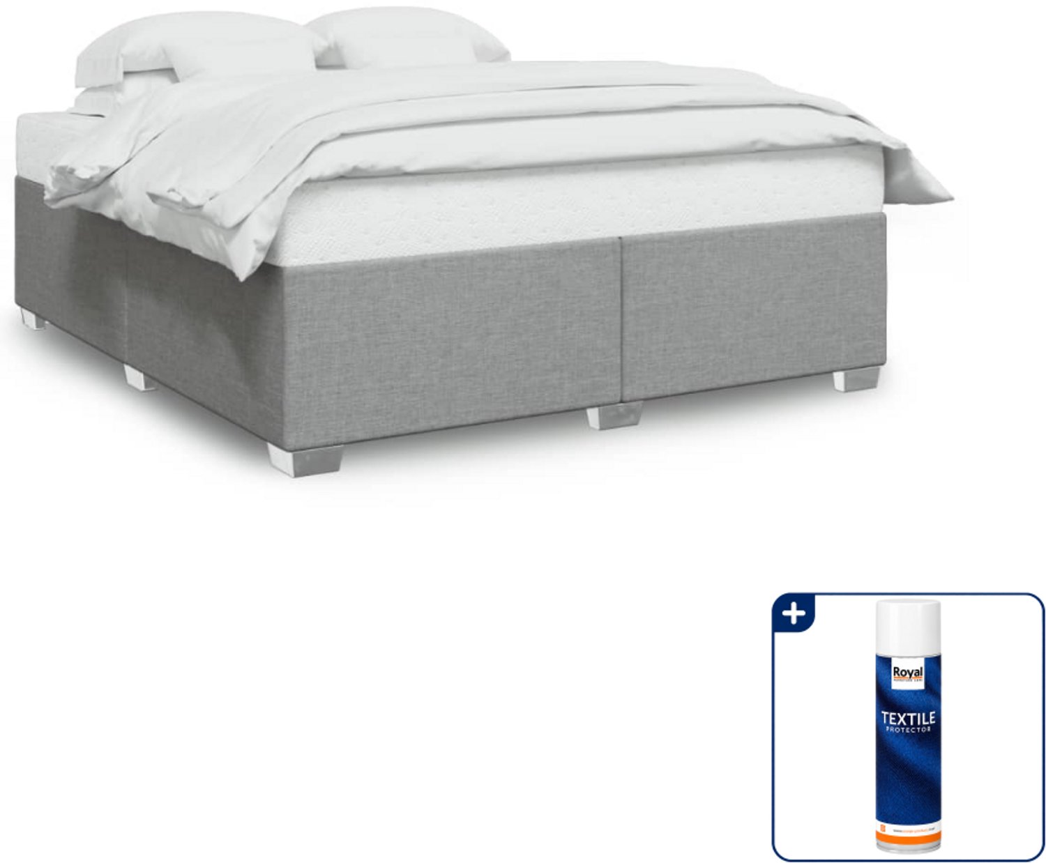 vidaXL bedframe - Kingsize - 180 x 200 cm - lichtgrijs - Inclusief textielbeschermer 500 ml Taupe