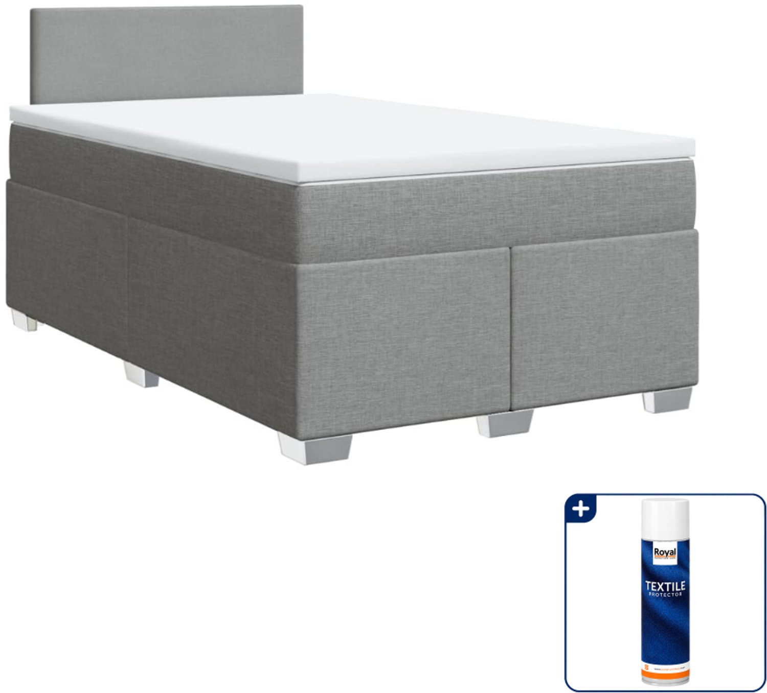 vidaXL boxspring met matras 120 x 200 cm - lichtgrijs - Inclusief textielbeschermer 500 ml