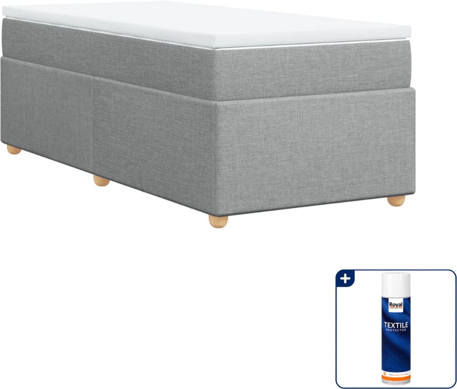 vidaXL boxspring met matras 90 x 190 cm - lichtgrijs - Inclusief textielbeschermer 500 ml