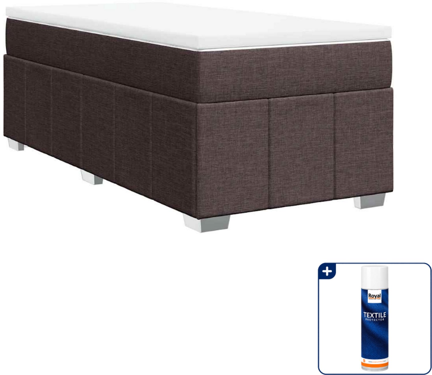 vidaXL boxspring met matras - 100 x 200 cm - stof - donkerbruin - Inclusief textielbeschermer 500 ml