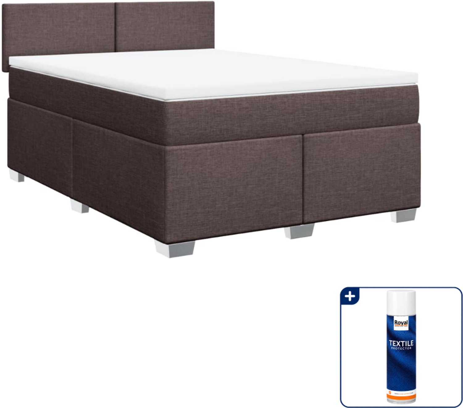 vidaXL boxspring Queensize - 160 x 200 cm - donkerbruin - Inclusief textielbeschermer 500 ml