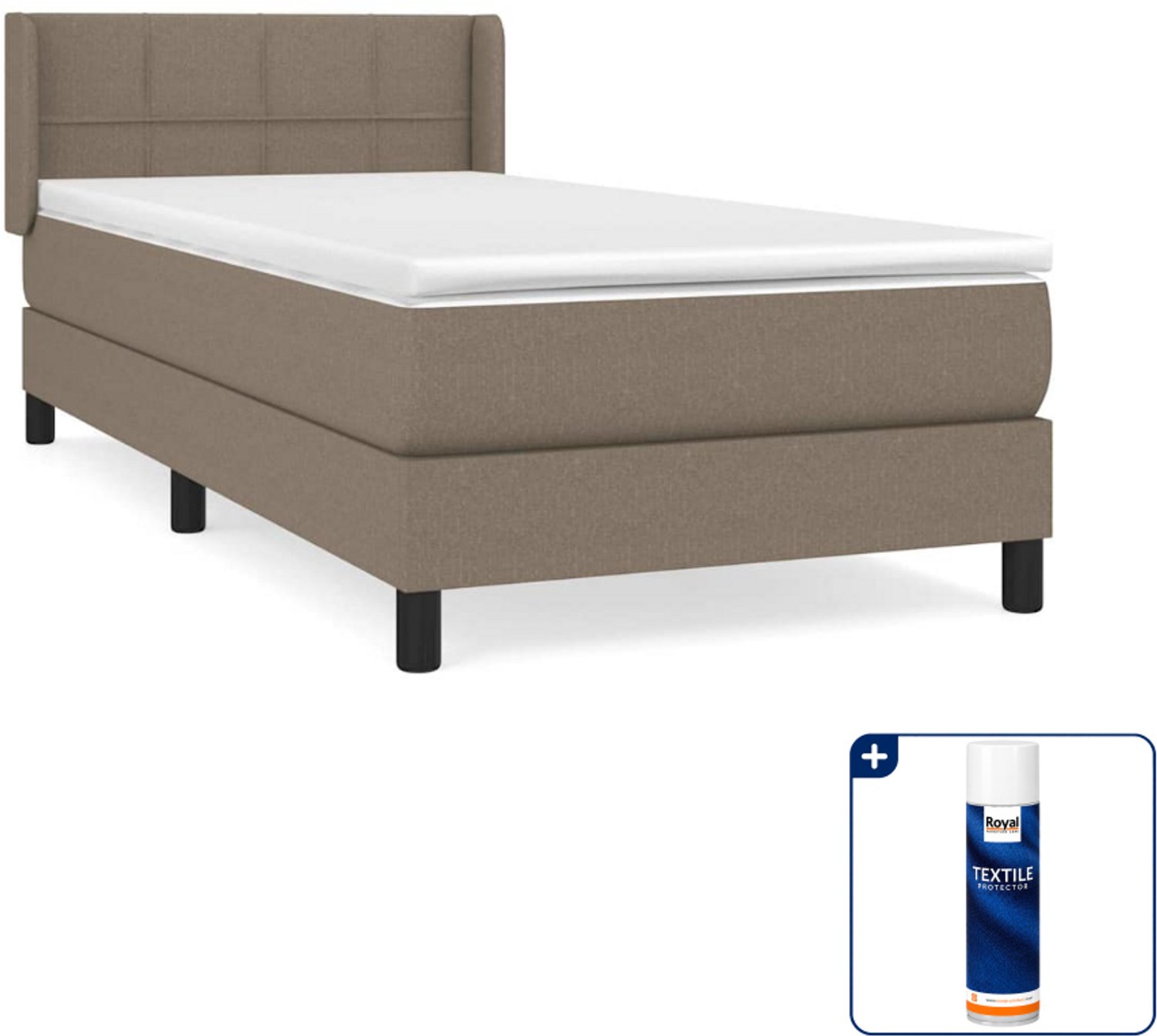 vidaXL boxspring met matras - 80 x 200 cm - stof - taupe - Inclusief textielbeschermer 500 ml