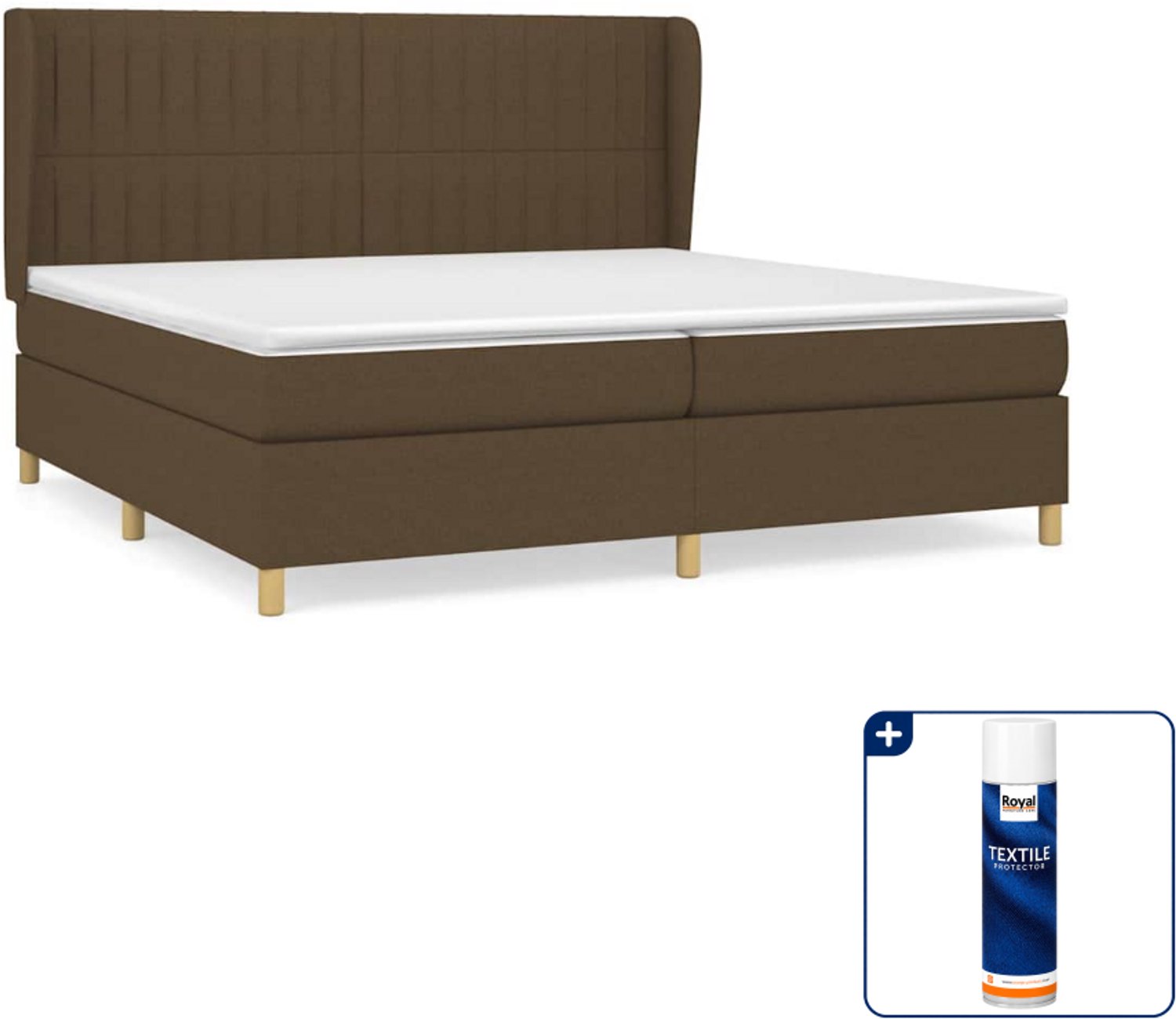 vidaXL Boxspring - Super kingsize - 200 x 200 cm - donkerbruin - Inclusief textielbeschermer 500 ml