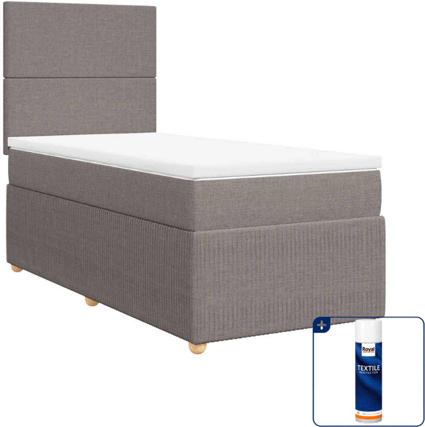 vidaXL boxspring met matras 90 x 190 cm - stof - taupe - Inclusief textielbeschermer 500 ml
