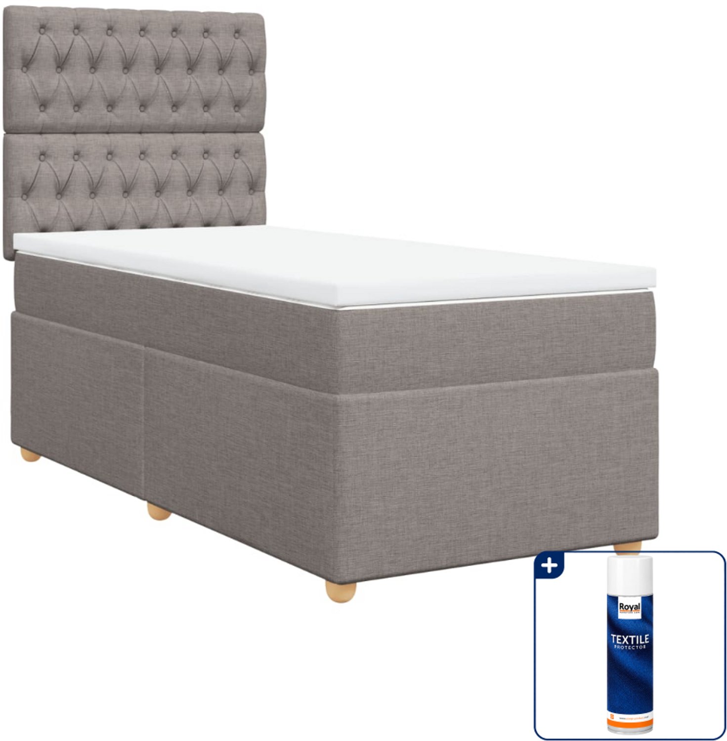vidaXL boxspring - 100 x 200 cm - stof - taupe - Inclusief textielbeschermer 500 ml
