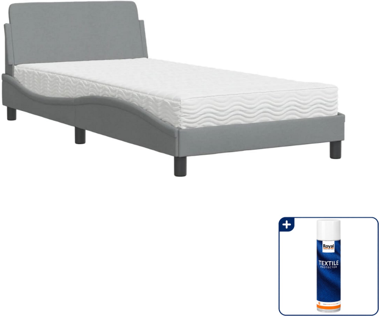 vidaXL Dover bed met matras - 100 x 200 cm - lichtgrijs - Inclusief textielbeschermer 500 ml Groen