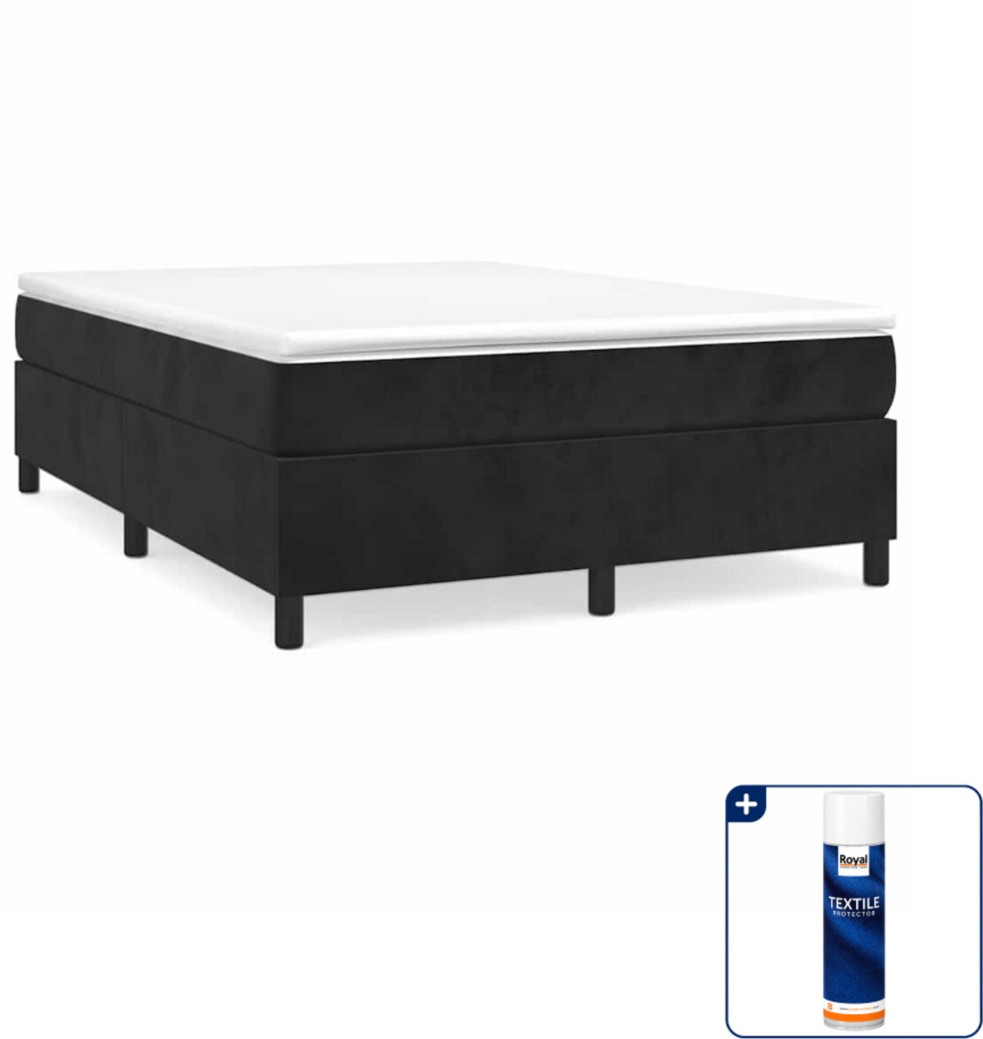 vidaXL boxspring bed - Small double - 140 x 200 cm - zwart - Inclusief textielbeschermer 500 ml Grijs