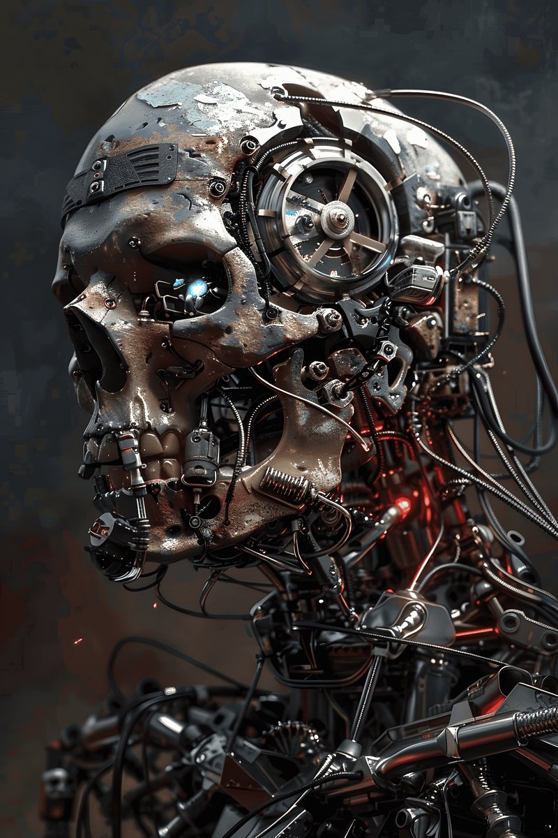 Robot Poster - Schedel - Futuristische - Technologie - Intrigerende - Moderne - Stijlvolle - posters - formaat 70x100cm - Wanddecoratie - L2836MT