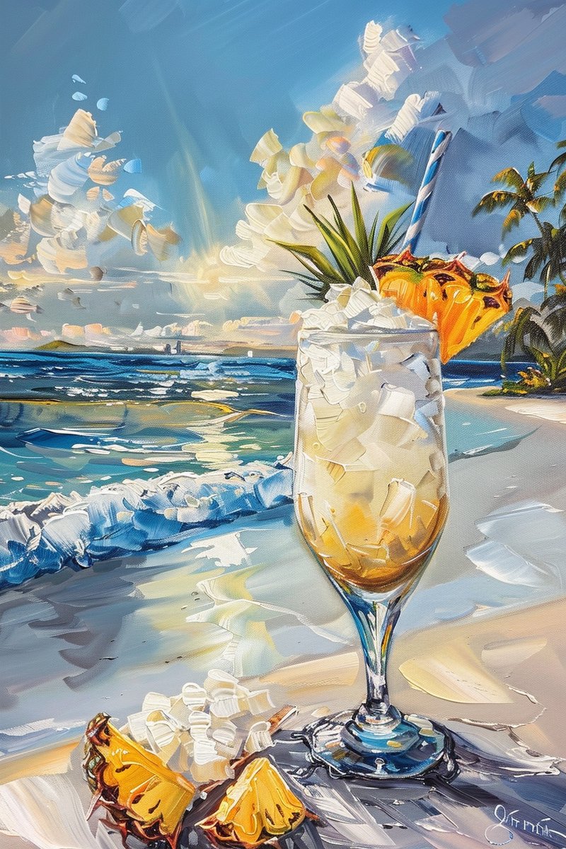 Strandcocktail Poster - Zomer - Vakantie - Tropische - Chill - Relax - Zonsondergang - posters - formaat 30x40cm - Wanddecoratie - XS2621RTB