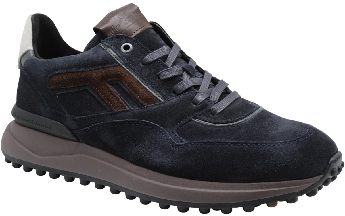 Floris Van Bommel Heren Lage sneakers Chunky zool Sfm-10139 Noppi - Blauw - Suède - Maat 44