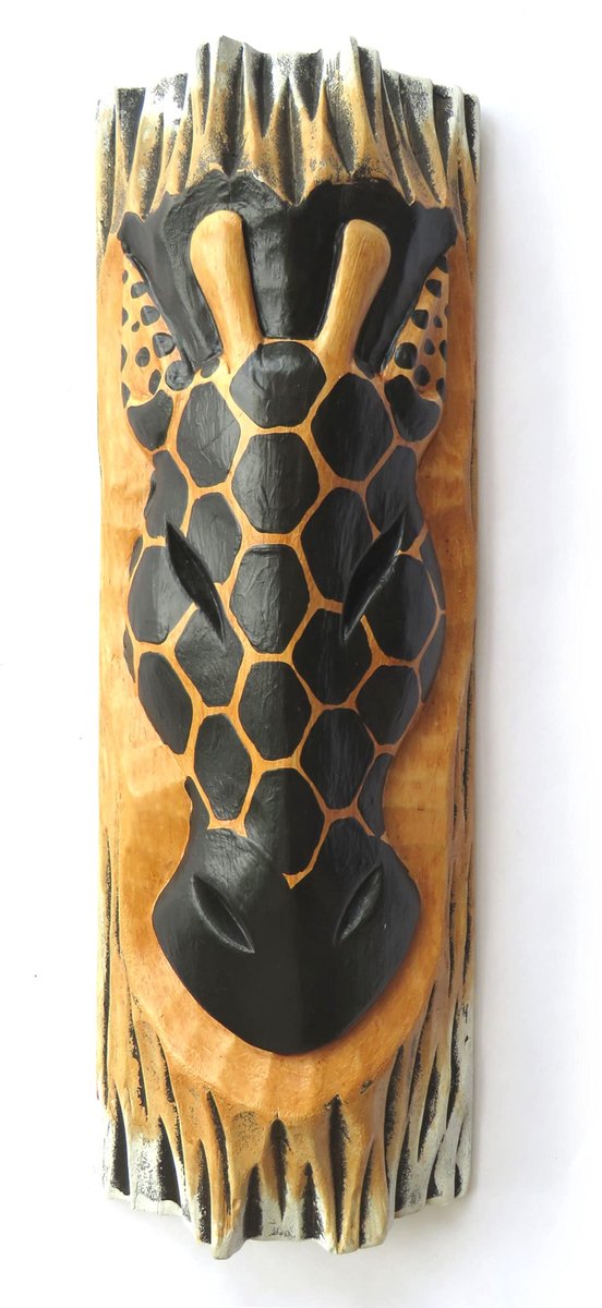 Hand Gesneden Houten Giraffe Masker voor Wandophanging - ShopVlot
