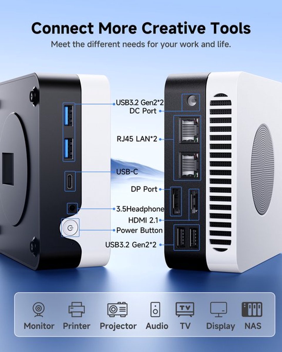 Mini Pc Intel i3-1220P - 8GB RAM - 256GB SSD - WiFi 6 - Windows 11 - Desktopcomputer