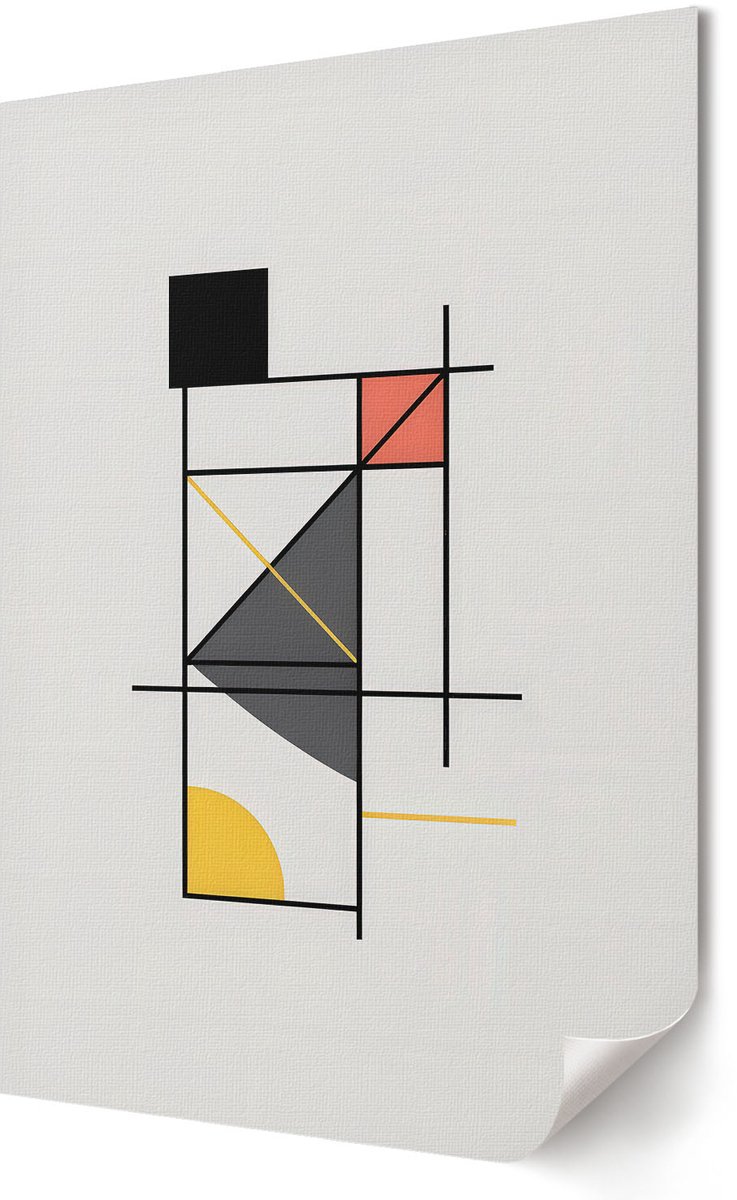 Coloray Polycanvas Wandposter - Moderne Gevel, Geel - A3 - Turkoois Kunst - Rechthoek - Wandkunstwerk - Slaapkamer - Modern