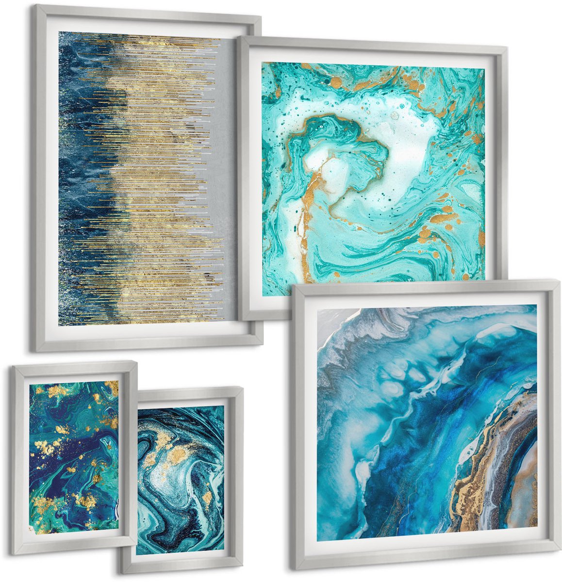 Coloray 5-Delige Schilderij Set - Natuurlijke, Ongerepte Landschappen, Bergen, Herten En Watervallen. - 20 x 30 cm - Muurdecoratie - Schilderijen Set - Woonkamer - Wanddecoratie
