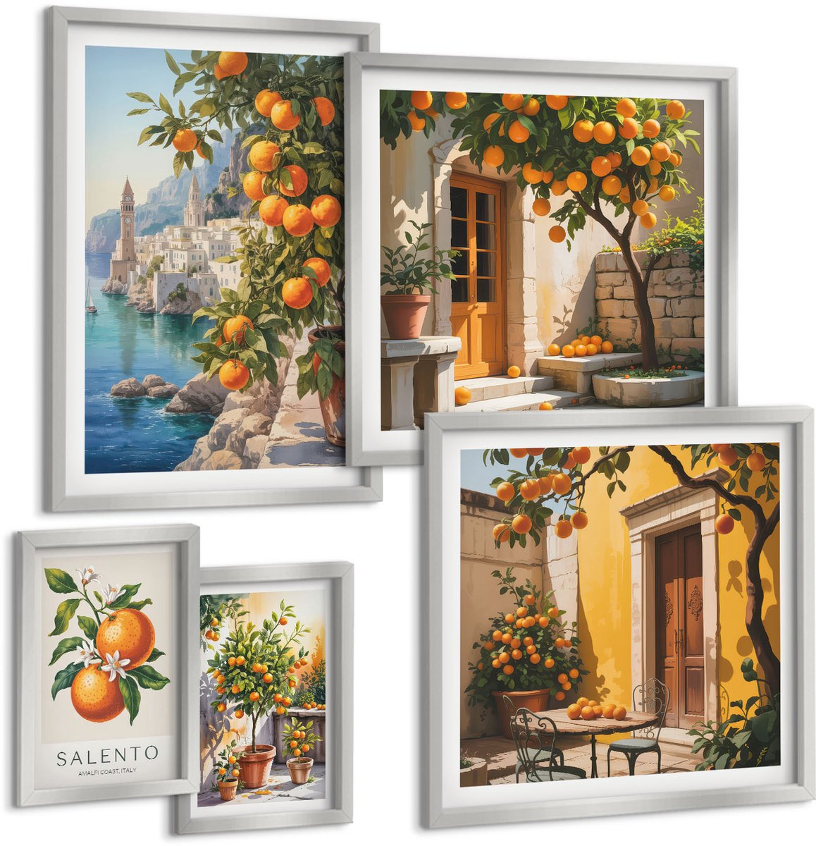 Coloray 5-Delige Schilderij Set - Rustige Stedelijke Uitzichten Op Gebouwen - 20 x 30 cm - Wanddecoratie - Muurdecoratie - Woonkamer - Interieur Decoratie
