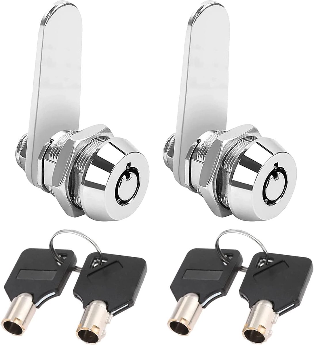 2 stuks 16mm buisvormig nokkenslot met schroefdraad, cilinderslot veiligheidsslot voor cilinder, brievenbus voor deur, lade, kast, brievenbus met identieke sleutels