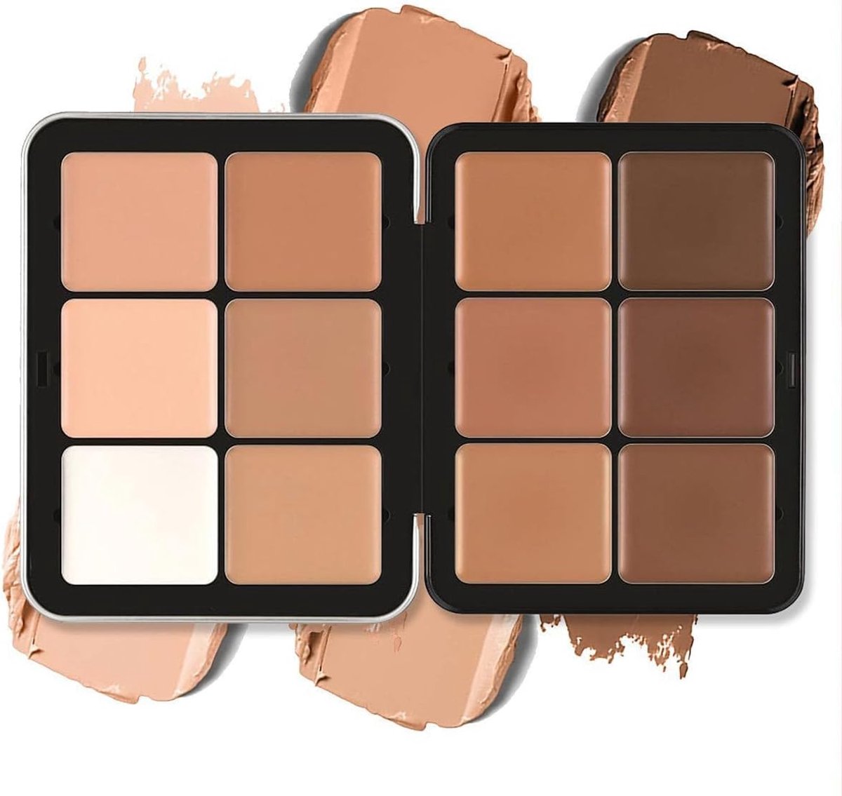 12 kleuren crème concealer palet, duurzaam, veegvast en verspreidbaar Volledige dekking Natuurlijke matte crème contour kleur correctie concealer gezichtsmake-up palet, wreedheidsvrij (#E)