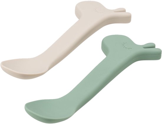 silicone spoon 2-pack - lalee - green- done by deer van Done by Deer — afbeelding 3