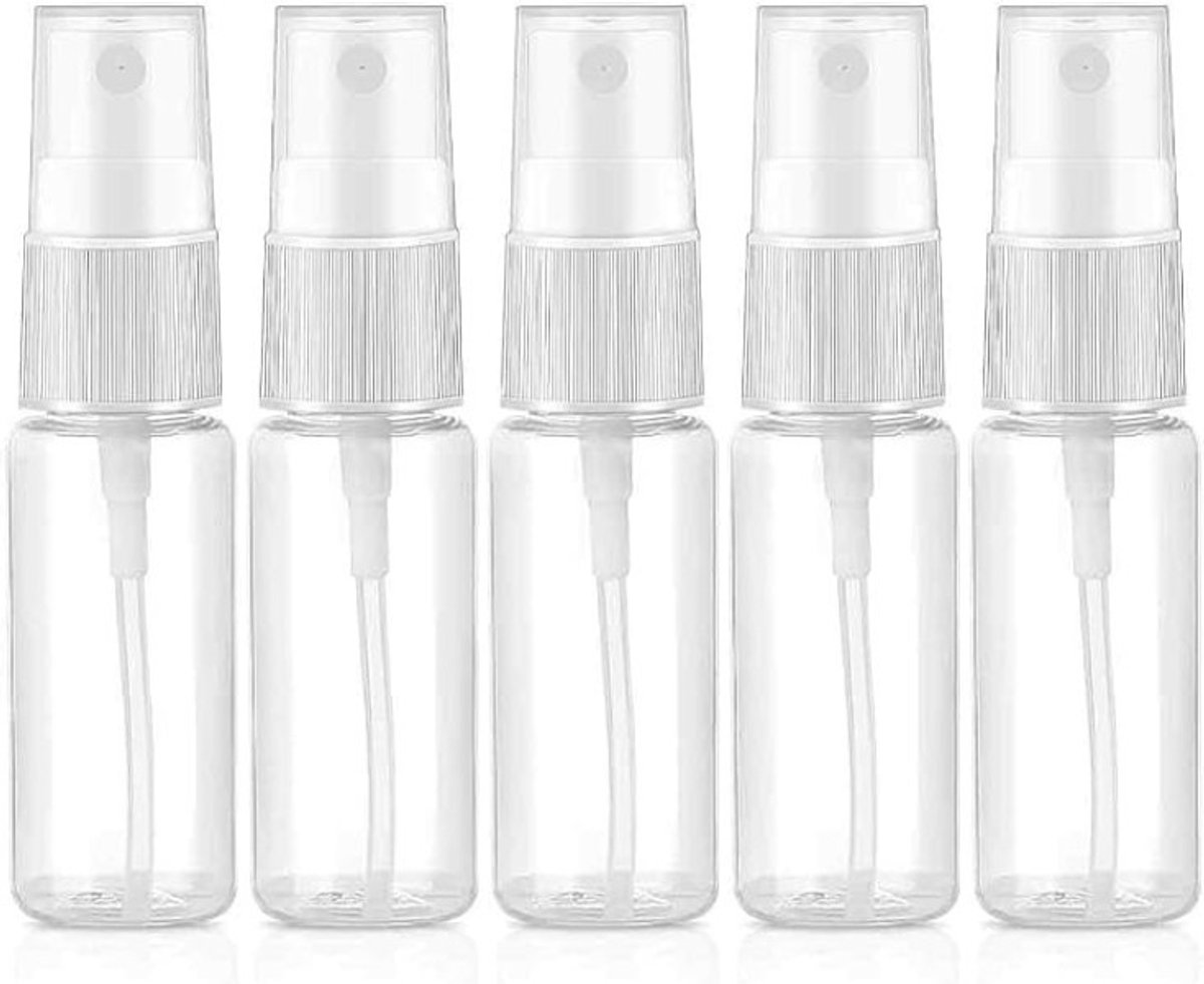 PolkaHome 6 stuks 20 ml transparante reisflessen met fijne nevelspray