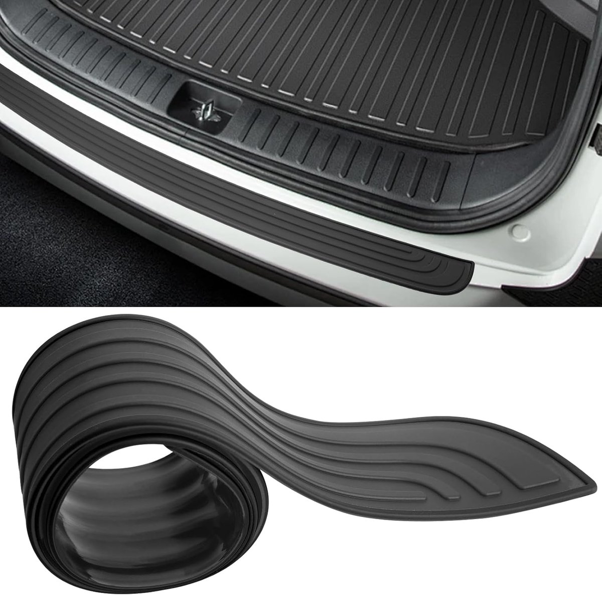 Achterbumper protector, bumper protector strip, zware anti-kras beschermstrip, universele kofferbak bescherming cover voor SUV pick-up bestelwagen, eenvoudig te installeren, zwart exterieur