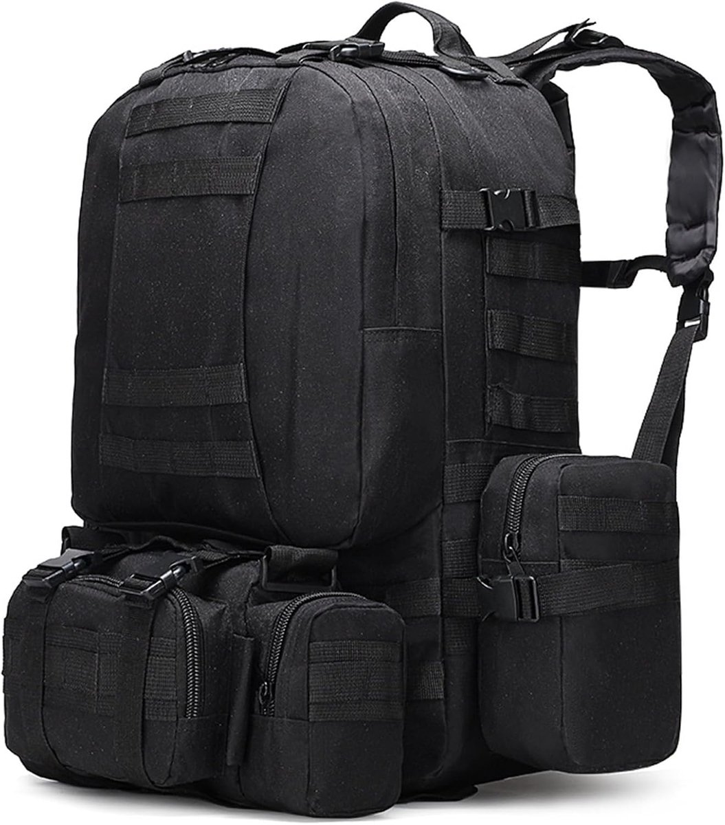 Rugzak, tactische militaire rugzak, 60 liter, afneembare veren, voor dames en heren, ideaal voor trekking, wandelen, kamperen, bergbeklimmen en reizen in de open lucht