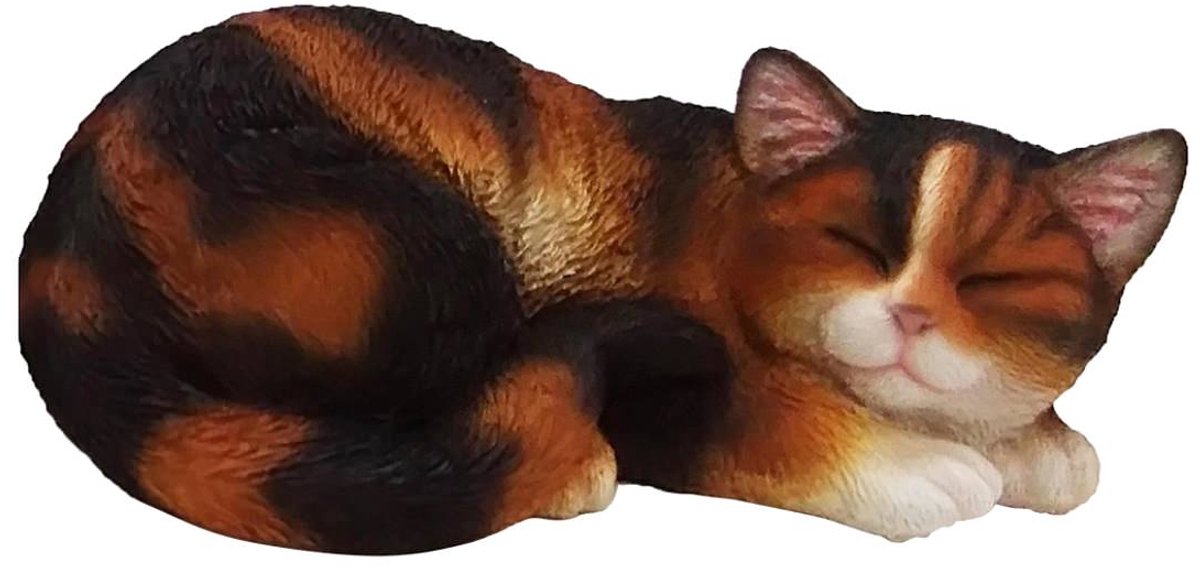 Esschert Design kat slapend polyresin rood-zwart